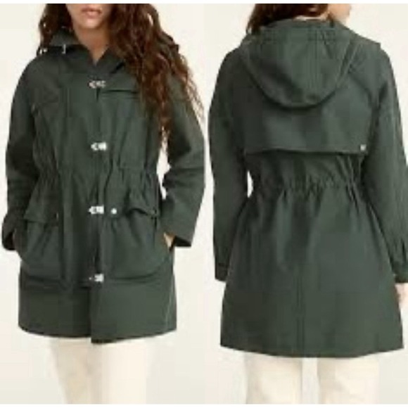 J. Crew Lightweight Utility Jacket Water Resistant‎ Hooded Zip Up In Green MP - Picture 1 of 5